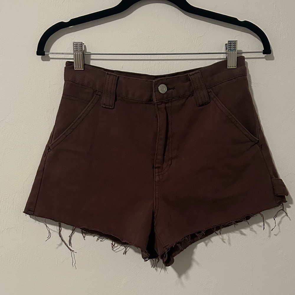 Pacsun brown high rise cutoff shorts
